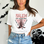 Local Witches Union Halloween graphic T-shirt mockup.