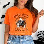 Salem Witch Book Club Halloween graphic T-shirt mockup.