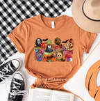 Scary Coffee Halloween graphic T-shirt mockup.