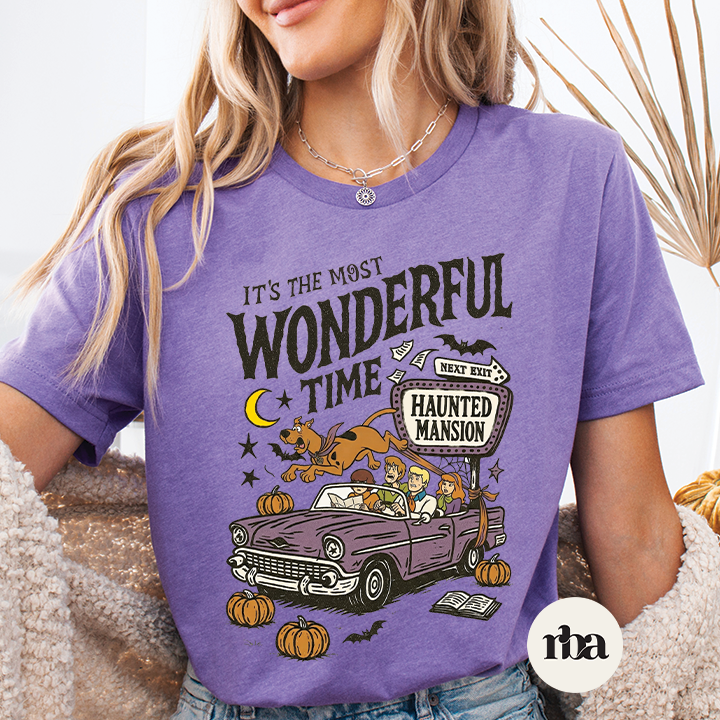 Scooby Halloween nostalgic graphic T-shirt mockup.