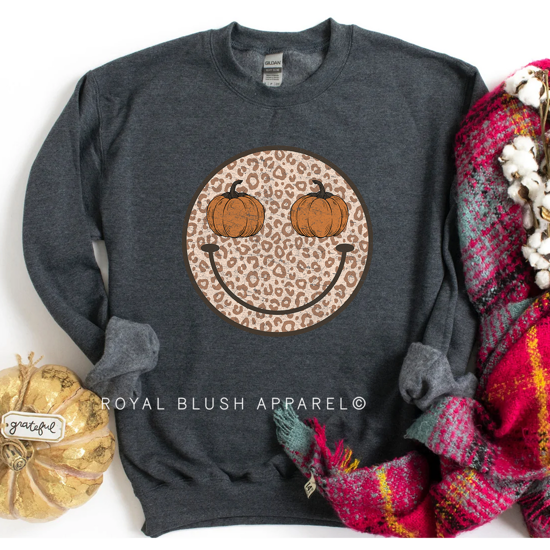 Leopard Smiley Pumpkin Sweatshirt