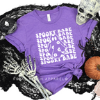 White Spooky Babe Halloween graphic T-shirt mockup.