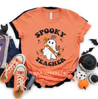 Spooky Teacher Halloween graphic T-shirt mockup.