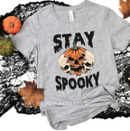 Stay Spooky Halloween graphic T-shirt mockup.