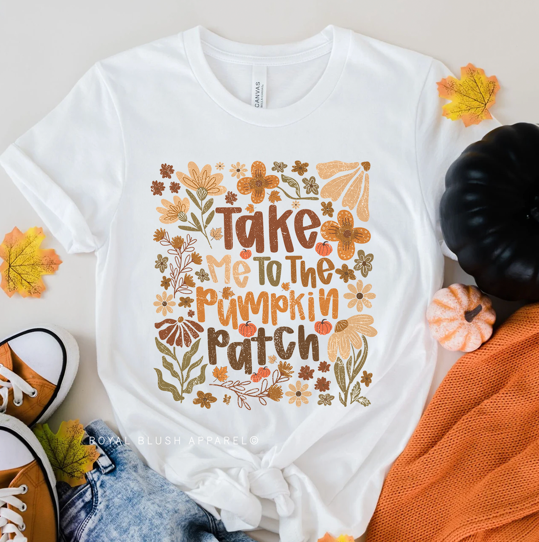 Take Me To The Pumpkin Patch Floral Relaxed Unisex T-shirt