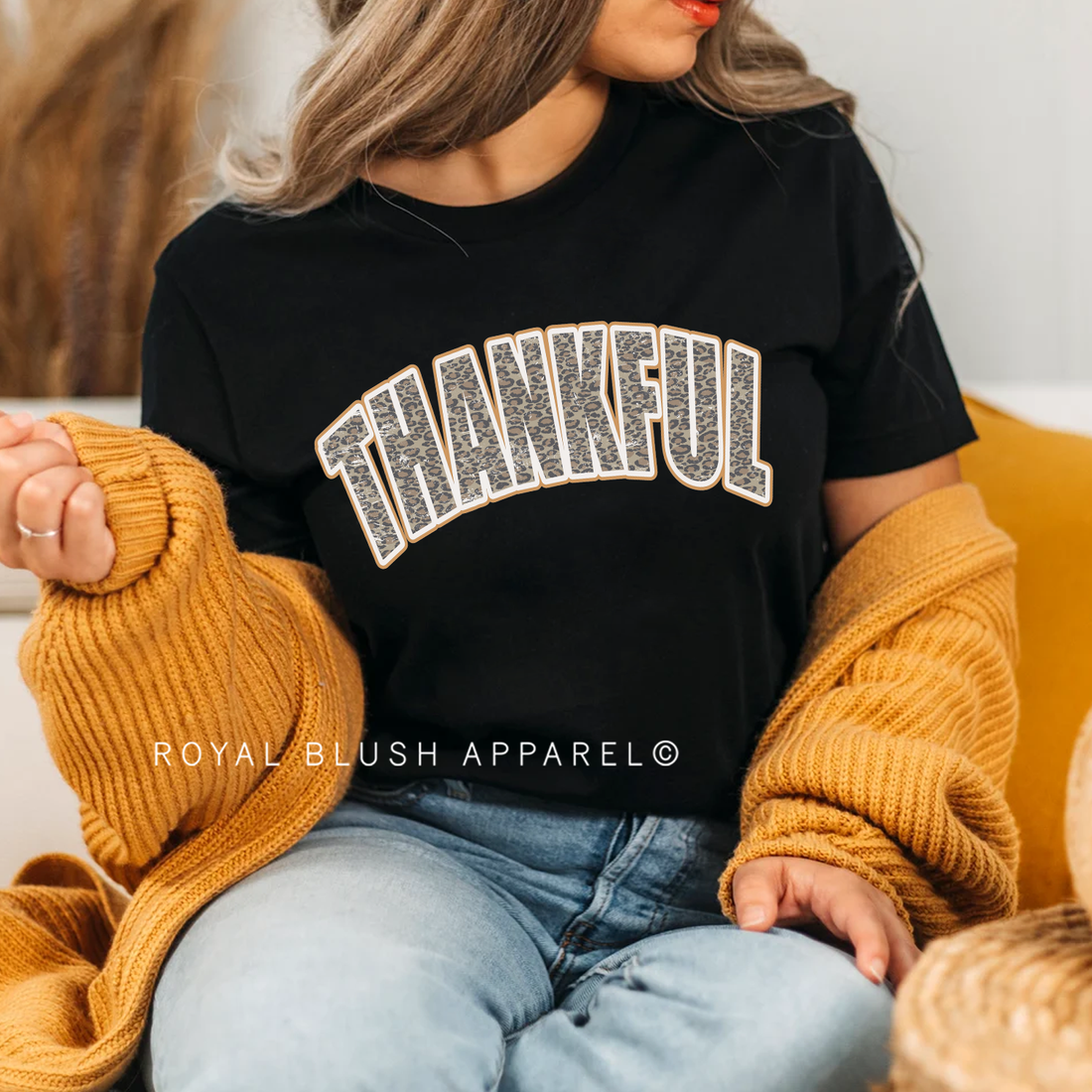 T-shirt unisexe décontracté Thankful Leopard