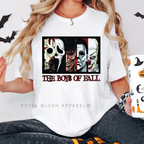 The Boys Of Fall graphic T-shirt mockup.
