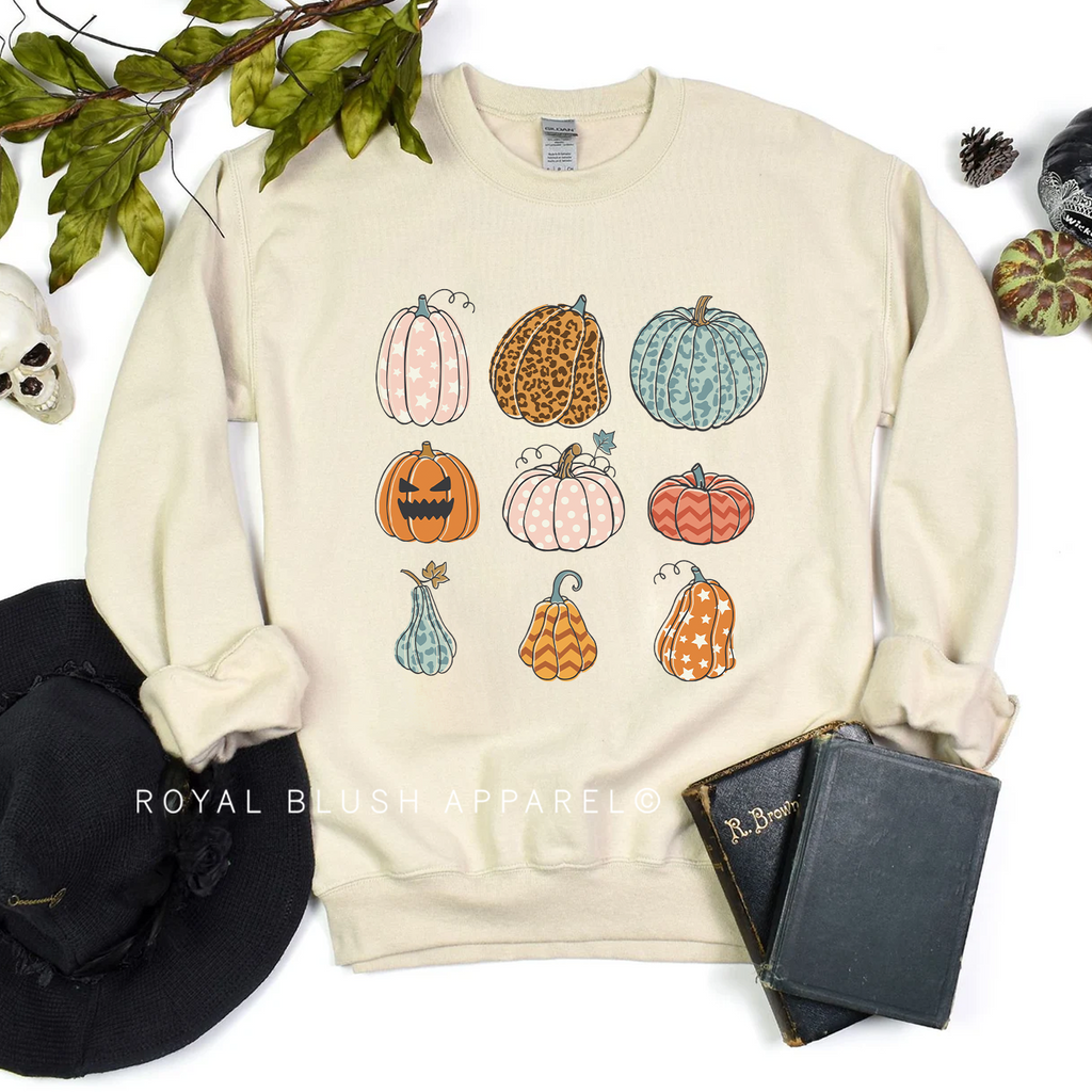 Tic Tac Toe Pumpkins Sweatshirt Fall graphic Sweatshirt mockup.