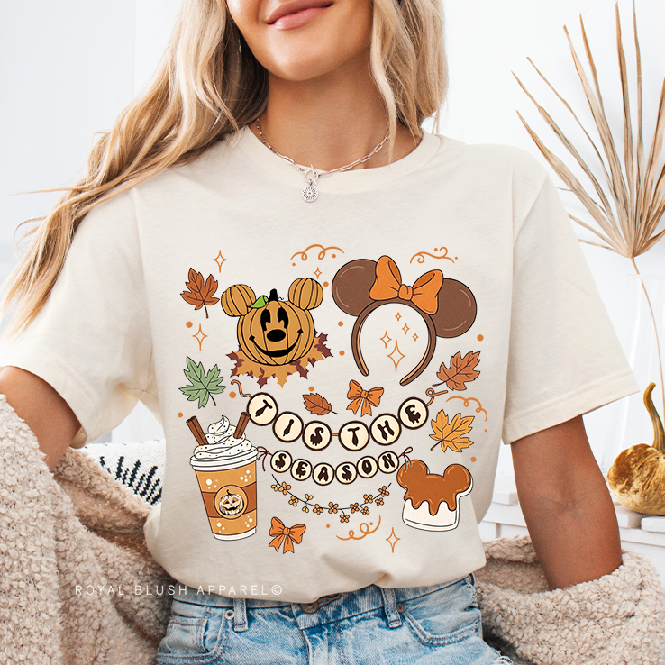 Tis The Season Fall Magical graphic T-shirt mockup.
