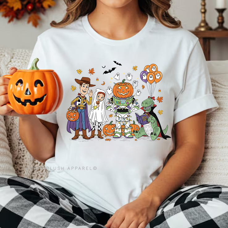 Toy Story Trick Or Treat Halloween graphic T-shirt mockup.