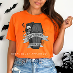 Wake Me Up When Summer Ends fall graphic T-shirt mockup.