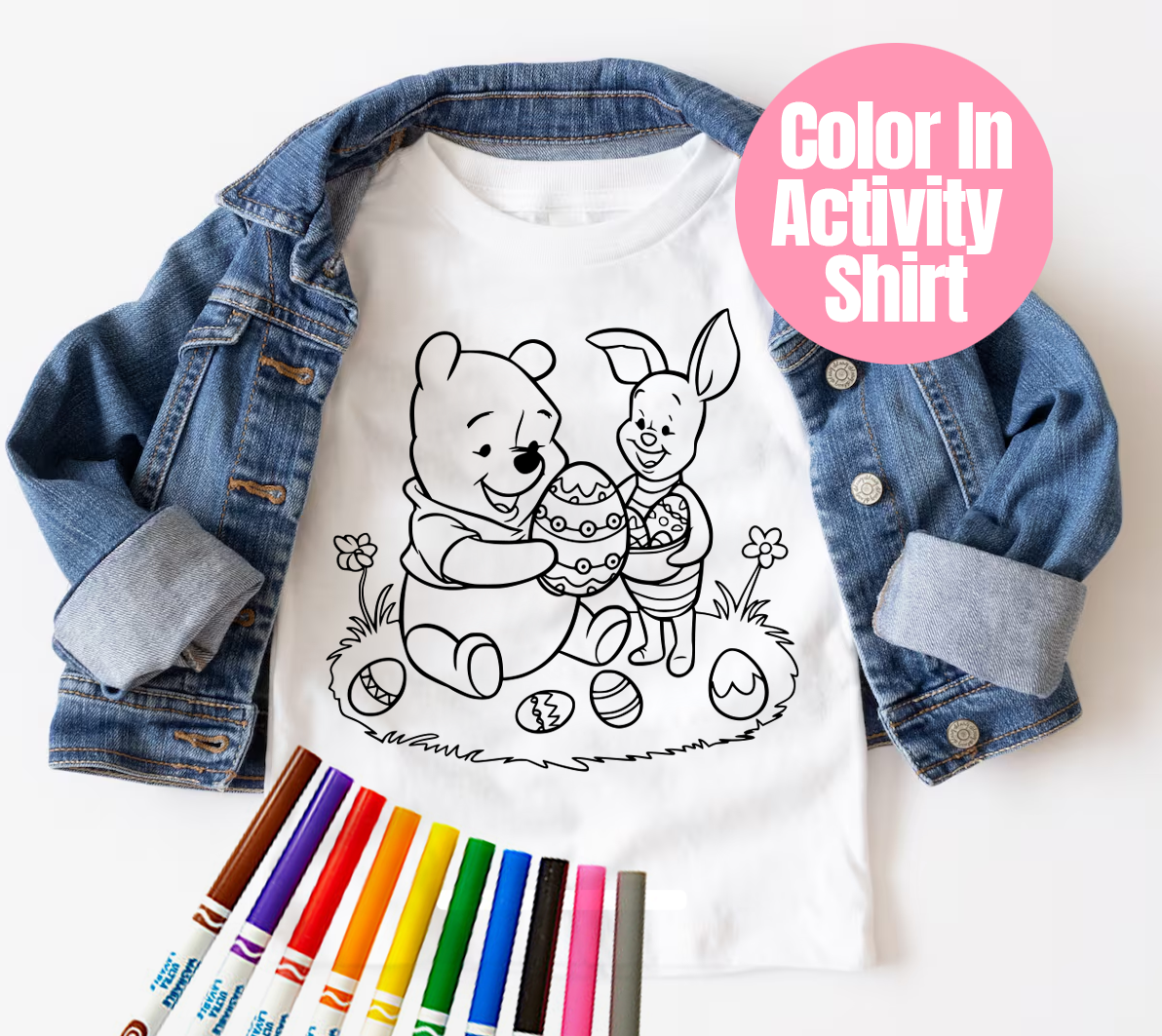 Easter Winnie &amp; Piglet Color In Toddler &amp; Youth T-Shirt