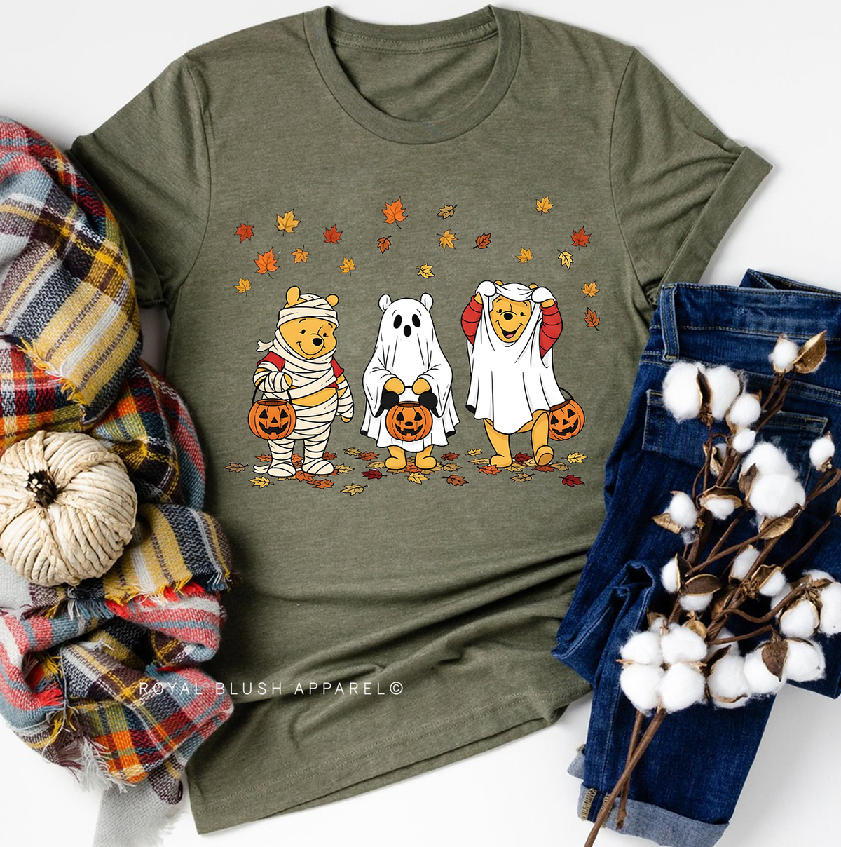 Pooh Costumes Halloween graphic T-shirt mockup.