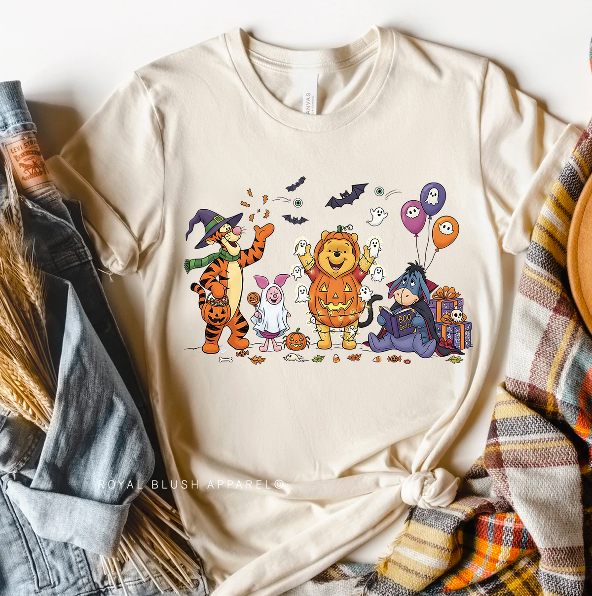 Pooh Gang nostalgic graphic T-shirt mockup.
