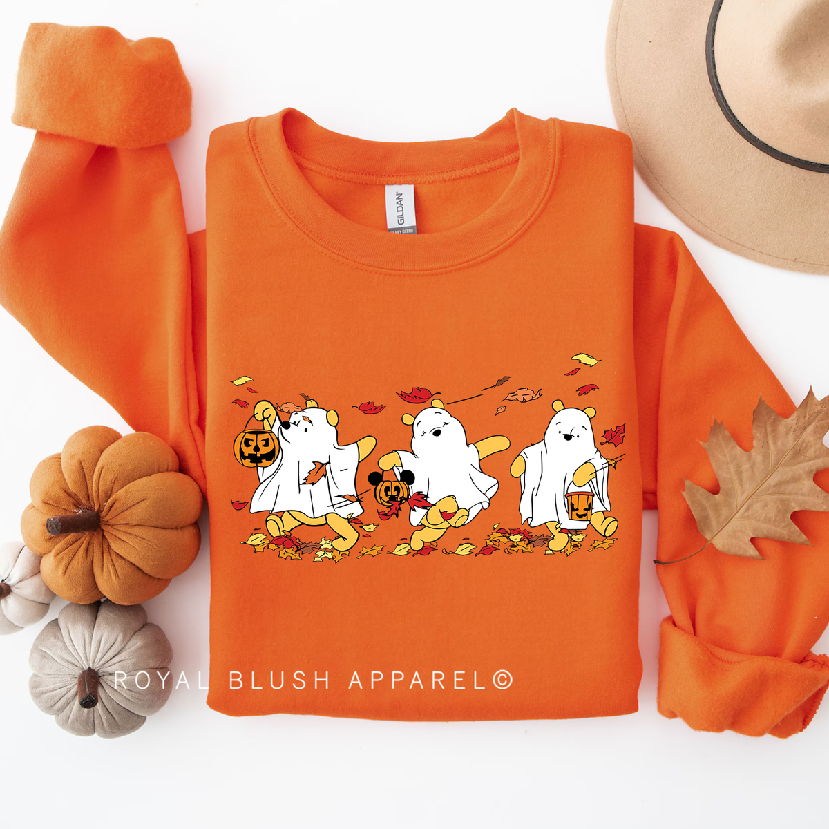Pooh Ghosts Trick Or Treat Sweatshirt Halloween graphic Sweatshirt mockup.