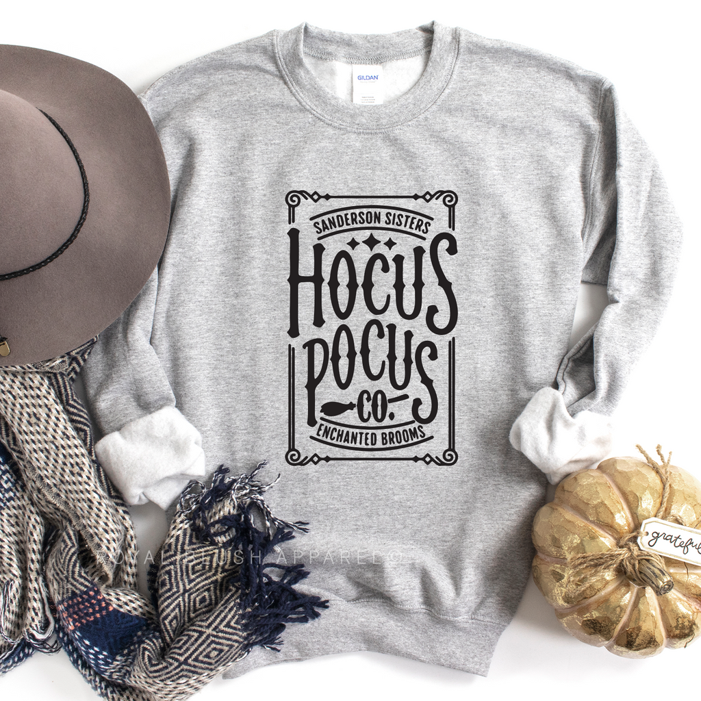 Hocus Pocus Enchanted Brooms Sweatshirt Halloween graphic Sweatshirt mockup.