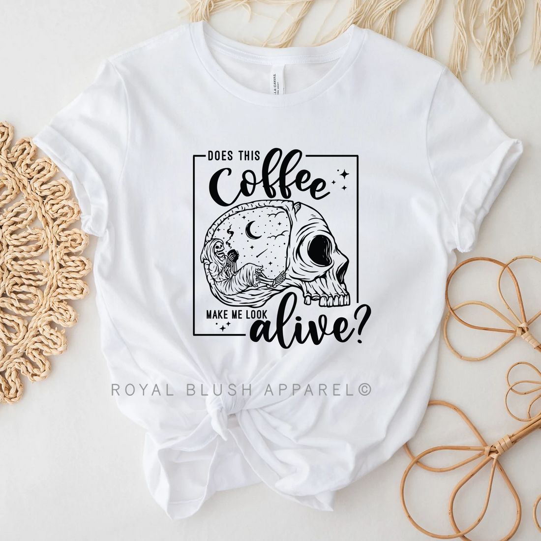 Does This Coffee Make Me Look Alive? Relaxed Unisex T-shirt