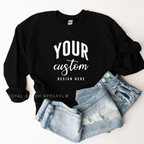 Custom black unisex crewneck sweatshirt with Your Custom Design Here print