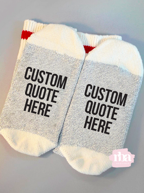 Personalized custom socks with block writing