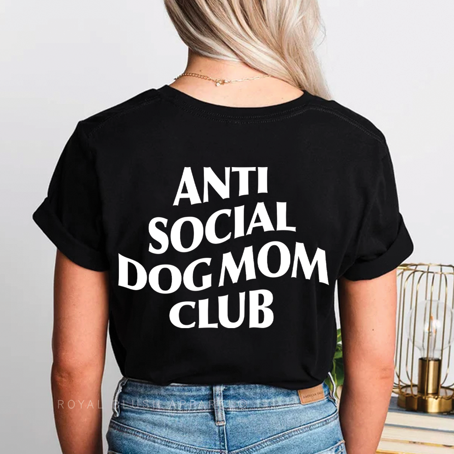 Anti Social Dog Mom Club Relaxed Unisex T shirt Royal Blush Apparel