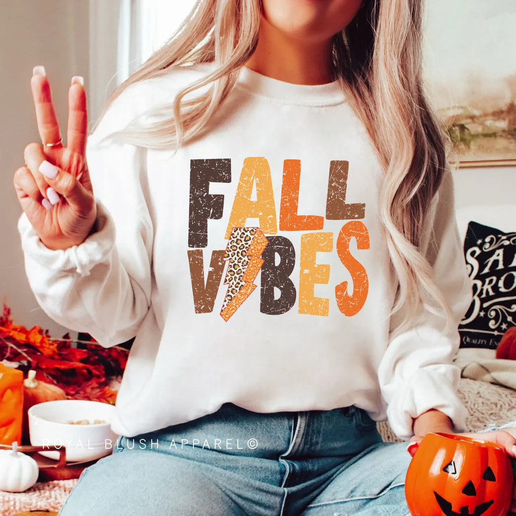 Fall Vibes Leopard Sweatshirt graphic Sweatshirt mockup.