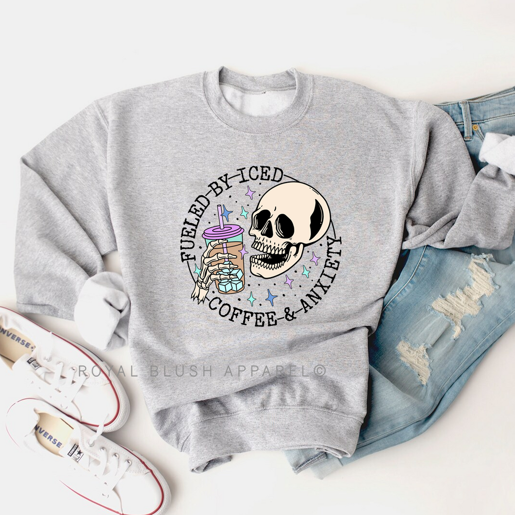 Skeleton alimenté par le café et l'anxiété Sweatshirt