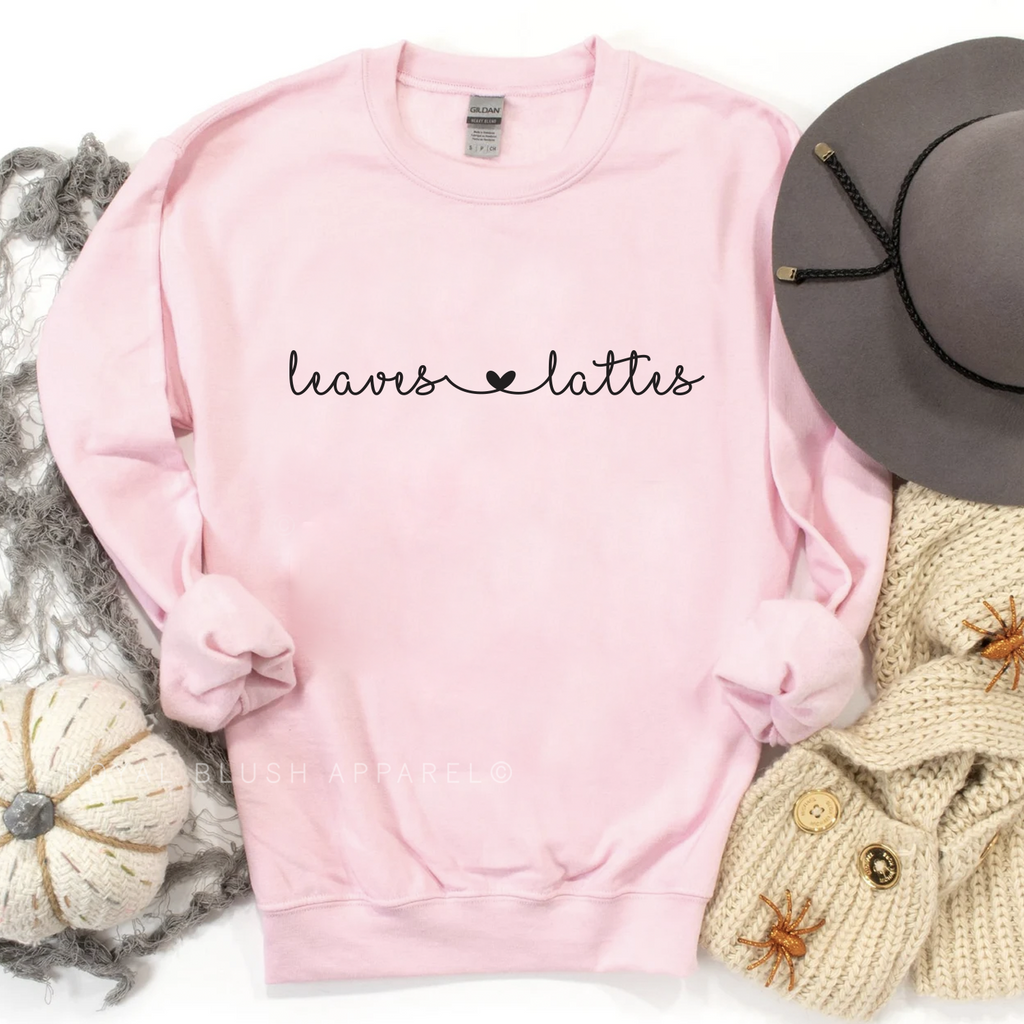 Leaves♥Lattes Sweatshirt Fall graphic Sweatshirt mockup.