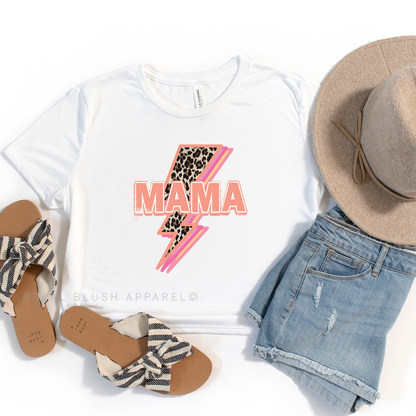 Mama Lightning Leopard Crop T-Shirt