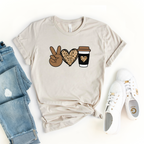Peace Love Coffee Leopard Graphic T-Shirt by Royal Blush Apparel