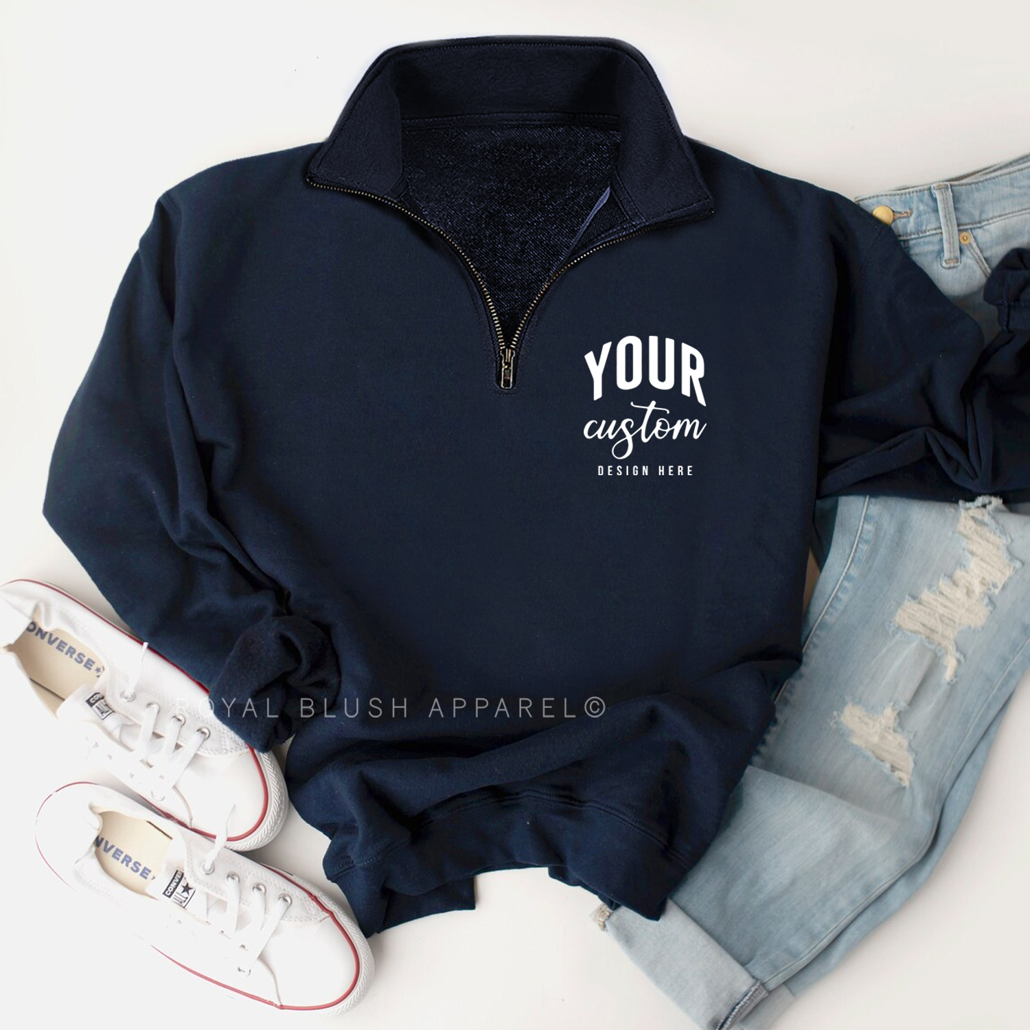 Quarter zip pullover custom hot sale