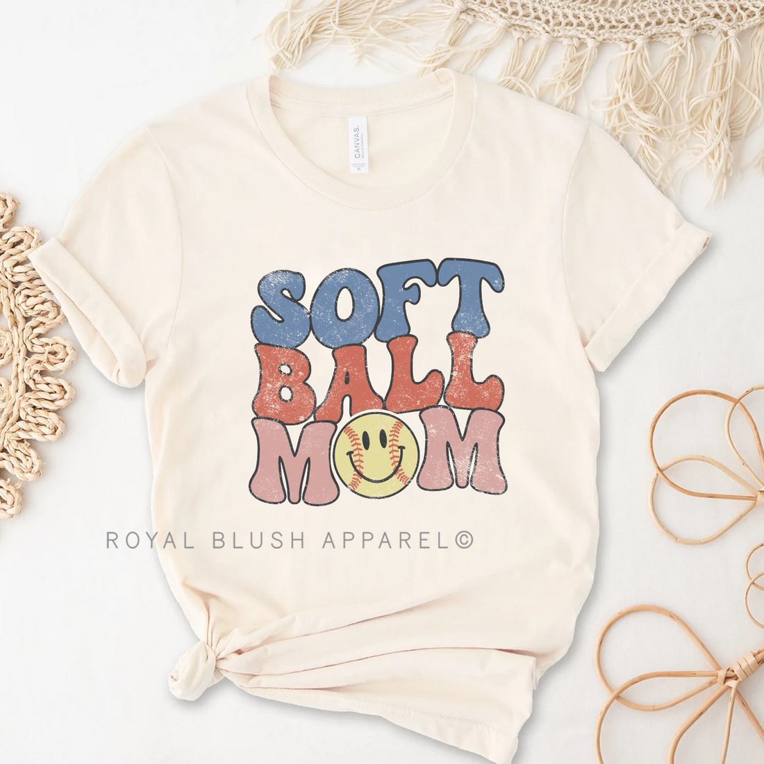 T-shirt unisexe décontracté Softball Mom