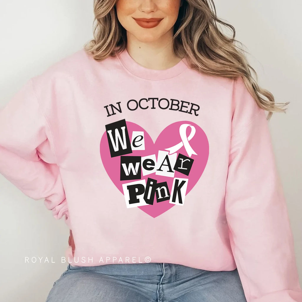 Heart In October We Wear Pink Sweatshirt graphic Sweatshirt mockup.
